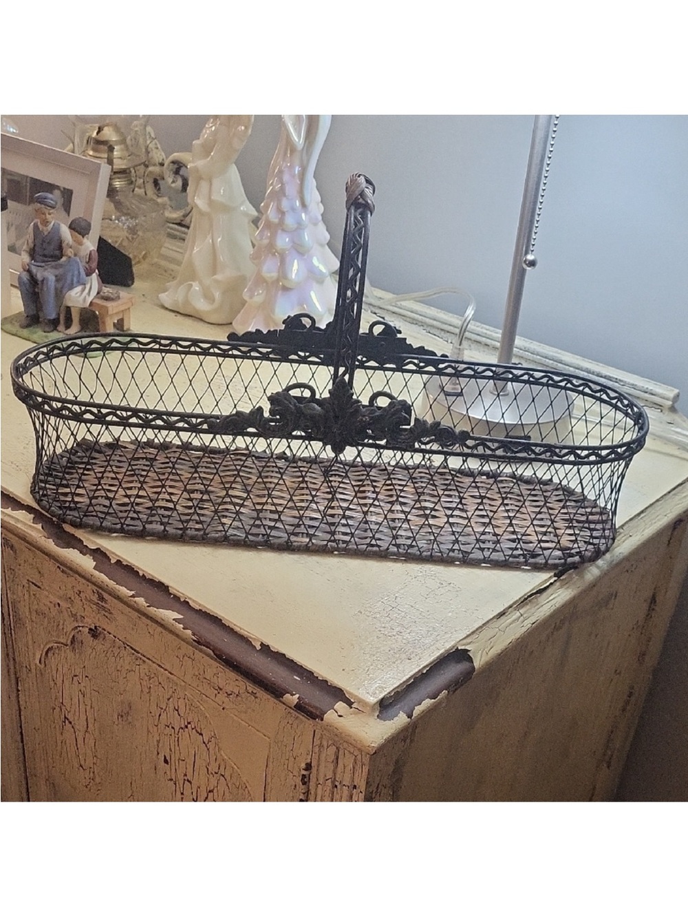 Decorative Metal Wire Basket with Handle - Black